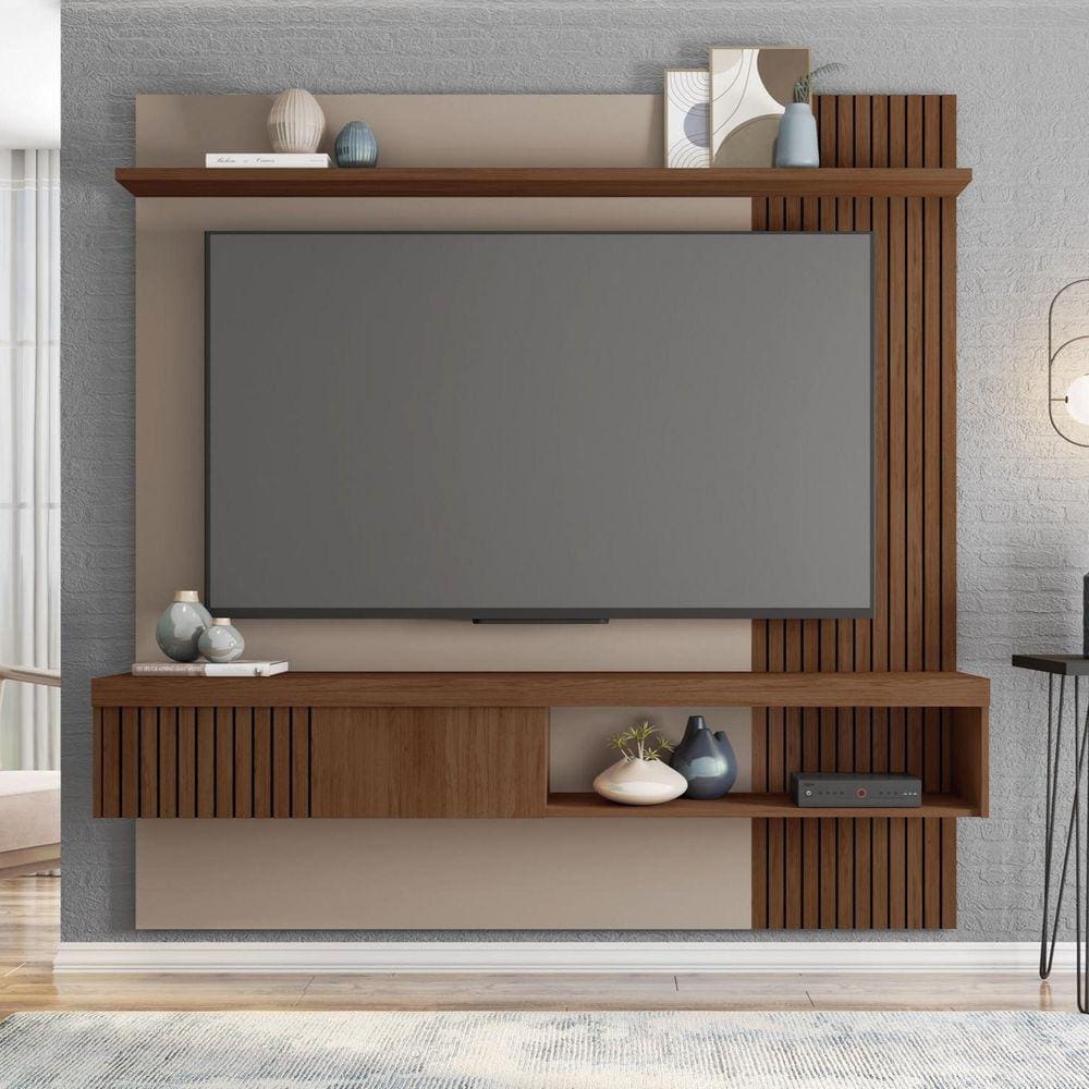 Painel Para TV Até 65 Polegadas Jade Caemmun Cinza/Havana