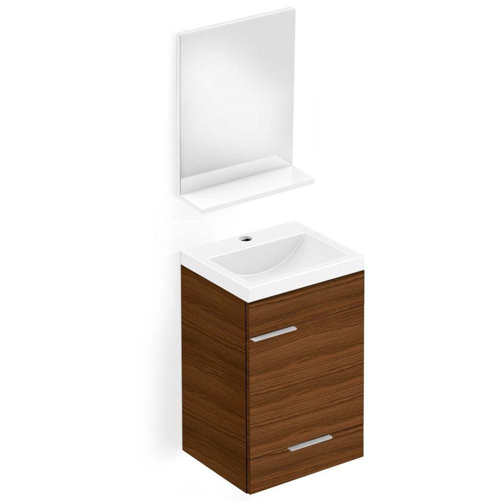 Gabinete para Banheiro 1 Porta 1 Gaveta com Cuba e Espelheira Like Celite Wengue