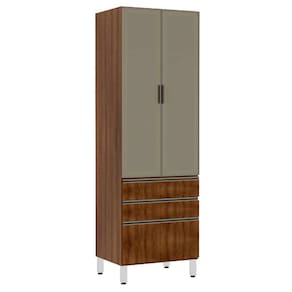 Paneleiro Torre 70cm 2 Portas Alumínio Inox Reflecta Bronze 2 Gavetas 1 Gavetão Jade Luciane Móveis