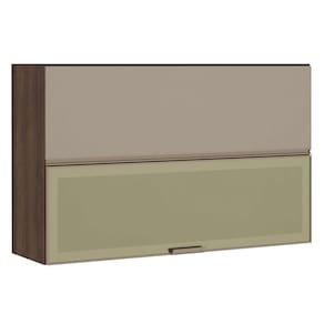 Armário Aéreo 120cm 2 Portas Basculantes Misto com Vidro Reflecta Bronze Jade Luciane Móveis