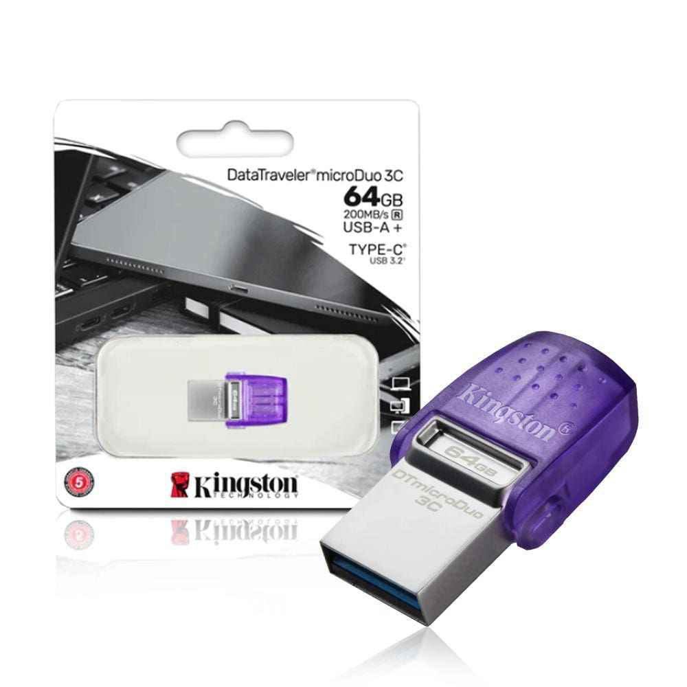 Pen Drive 64gb Usb 3.2 MicroDuo Tipo C/Tipo A DataTraveler DTDUO3CG3/64GB Kingston