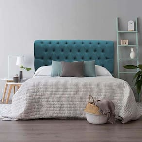 Cabeceira Paris 160cm Queen Size Capitonê Suede Azul Turquesa
