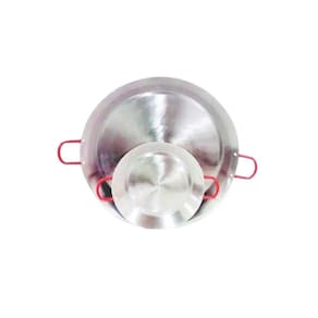 Paellera Tacho Aço Inox 2mm 2,3 Litros 30cm Alça Vermelha