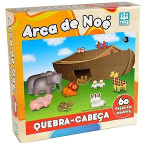 Jogo Quebra Cabeça Em Madeira 60 Peças Arca De Noé - Nig