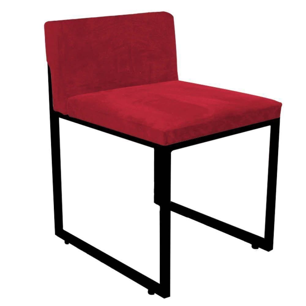 Cadeira De Jantar Lee Ferro Preto Corino Vermelho