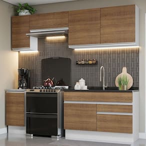 Armário De Cozinha Completa 240Cm Branco/Rustic Glamy Madesa