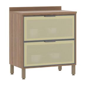 Balcão de Cozinha com Tampo 80 cm 2 Gavetões Frontal Vidro Reflecta Isa Luciane Móveis