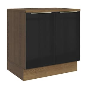 Balcão 80Cm 2PTSRustic/Preto Lux Madesa Rustic/Preto