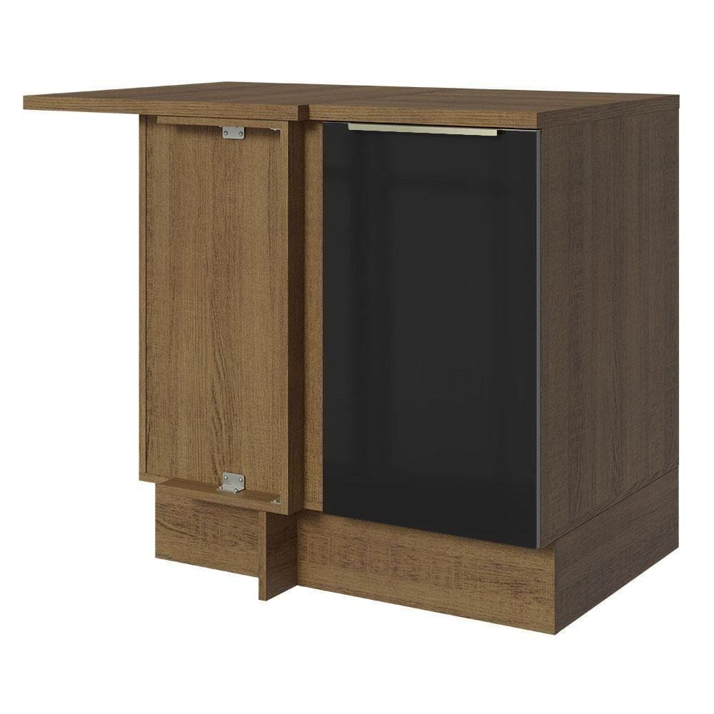 Balcão De Canto 1PTA Rustic/Preto Lux Madesa Rustic/Preto