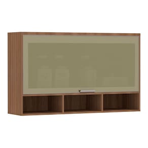 Armário Aéreo 120cm 1 Porta Basculante com Vidro Reflecta Lari Luciane Móveis