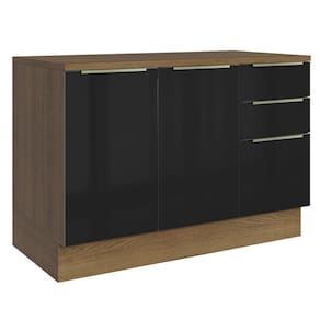 Balcão De Pia 120Cm 2PTS3GVT Rustic/Preto Lux Madesa Rustic