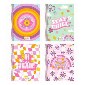 Caderno Espiral Foroni Universitário Capa Dura Joyfull 1 Matéria 80 Folhas - Embalagem com 4 Unidades