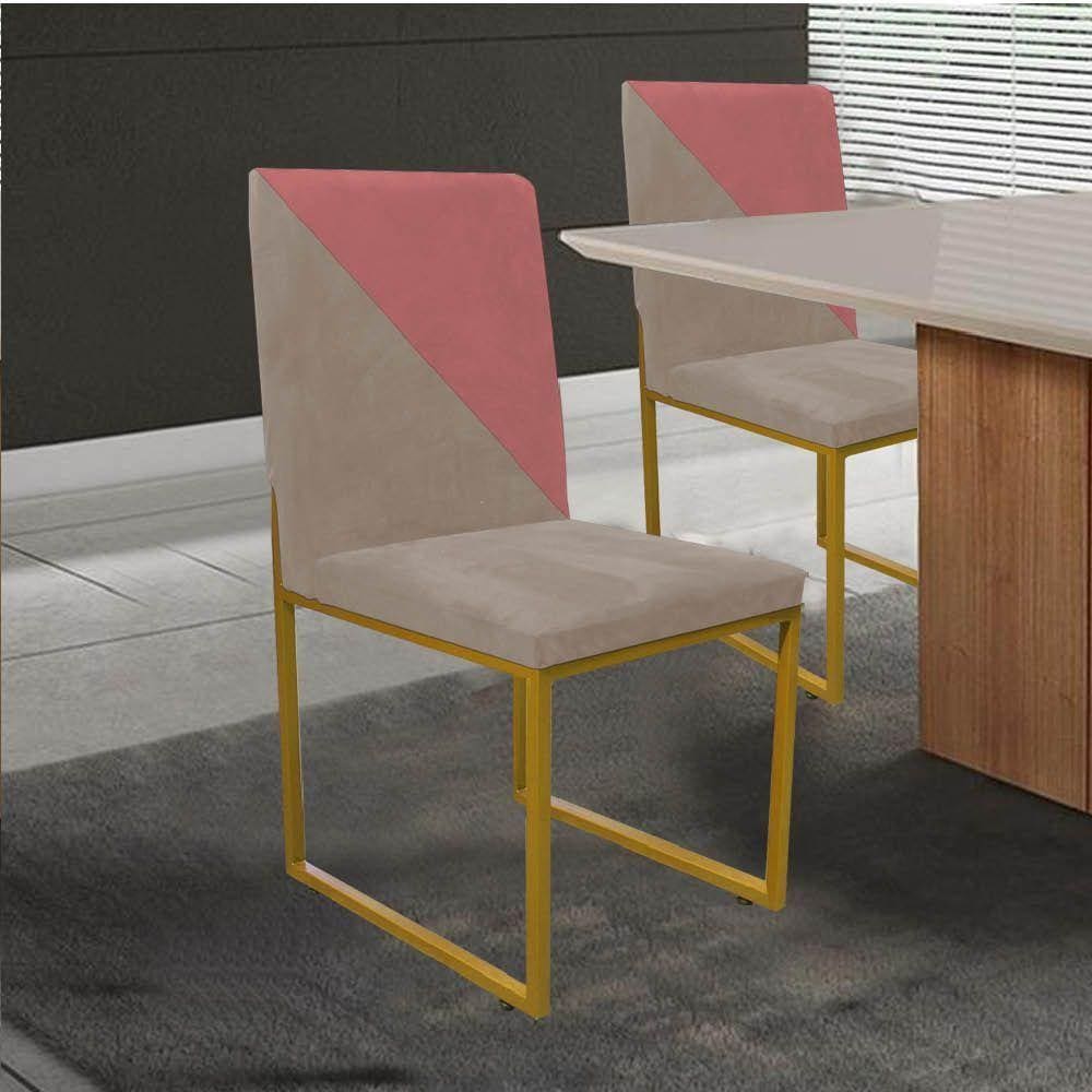 Cadeira Stan Duo Sala De Jantar Bege E Rose Gold Rose
