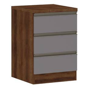 Mesa de Cabeceira 3 Gavetas 40cm Estrutura Nogueira Dourado Prime Plus Luciane Móveis