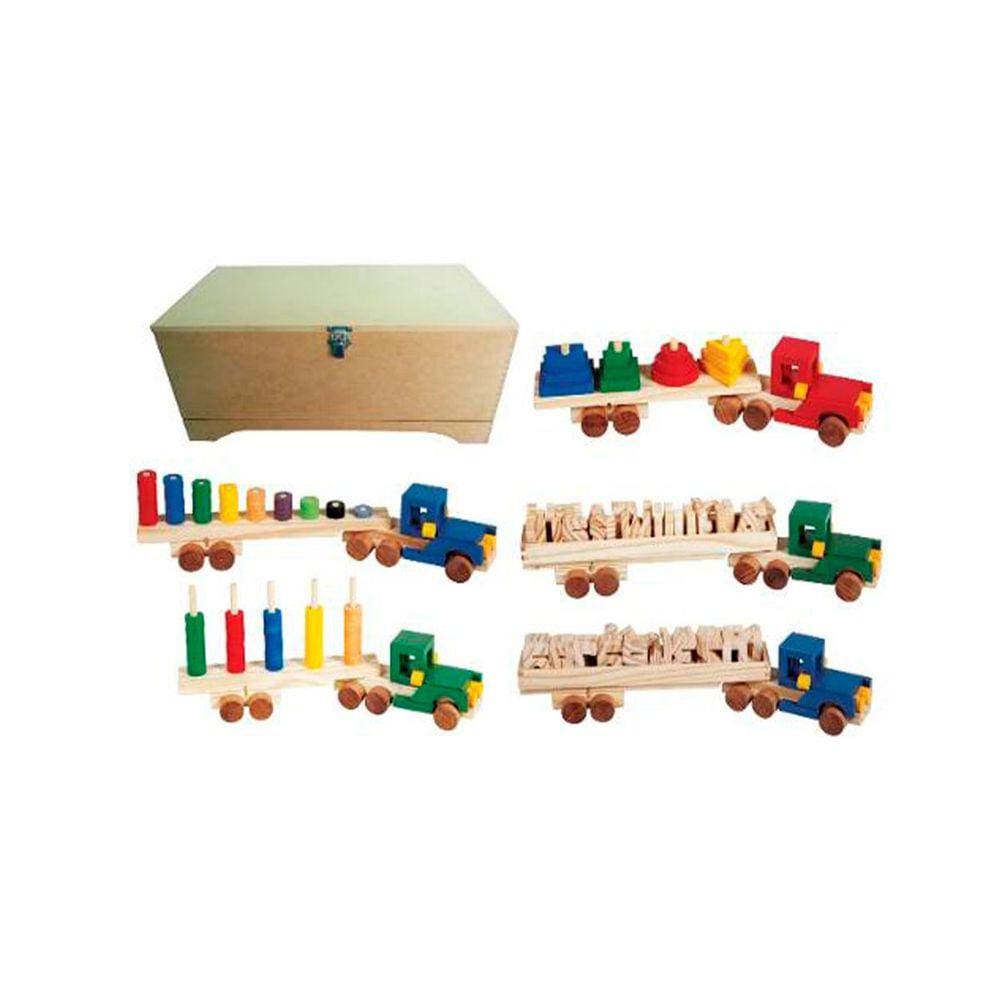 Brinquedos Educativos - Baú Carreta Didáticas 5 Carretas