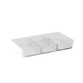 Organizador com 4 divisórias Retangular Coza Retrô 26,5 x 16,5 x 4,5 cm Cristal