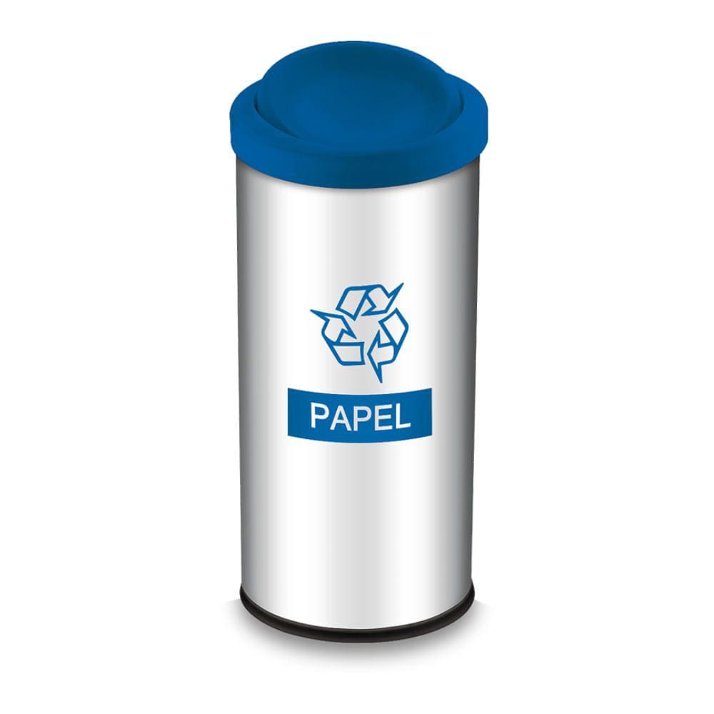 Lixeira Com Tampa Basculante Brinox Decorline Para Coleta Seletiva Papel 40,5 Litros Aço Inox