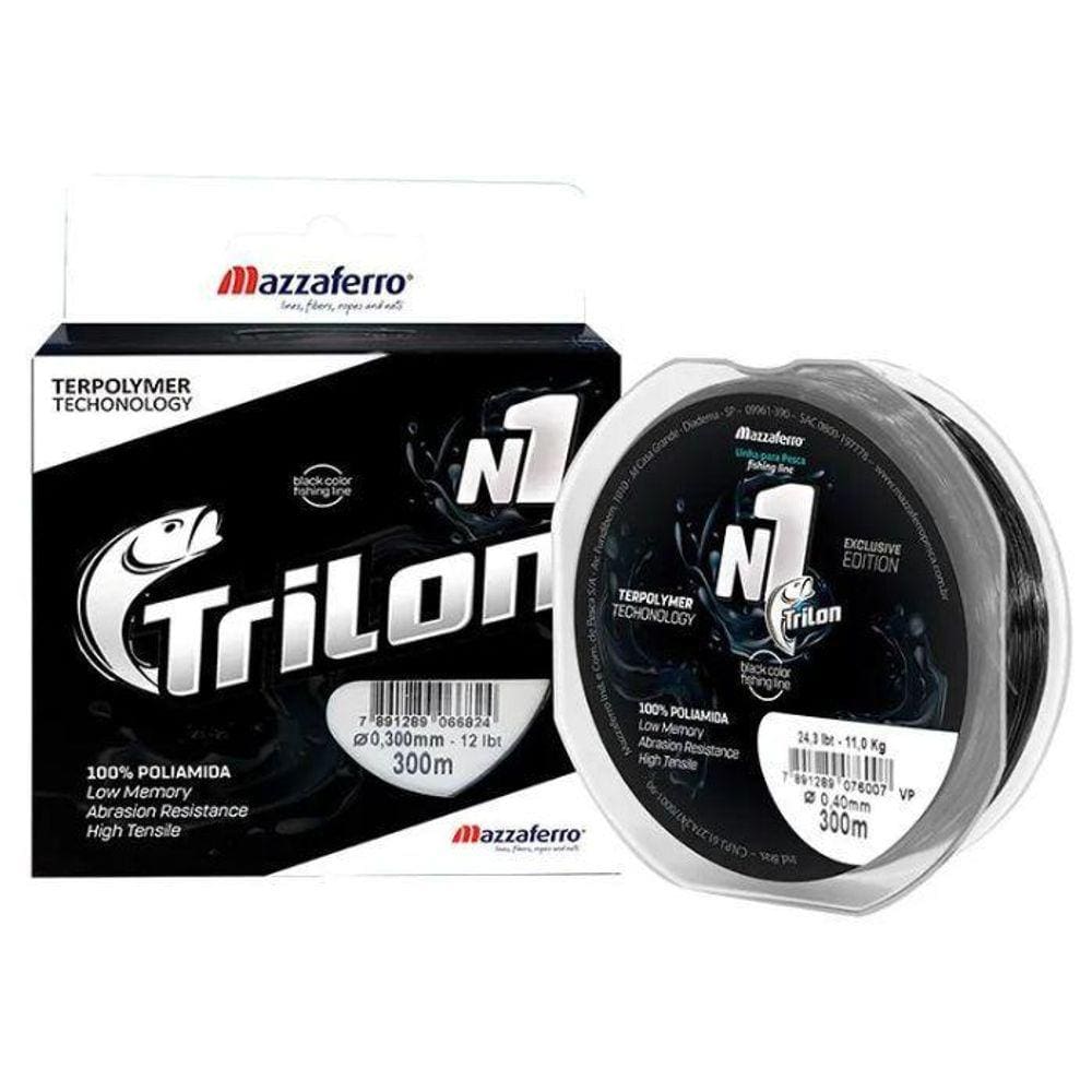 Linha Trilon Nylon Mazzaferro 0,33Mm N1 300M Soft Black