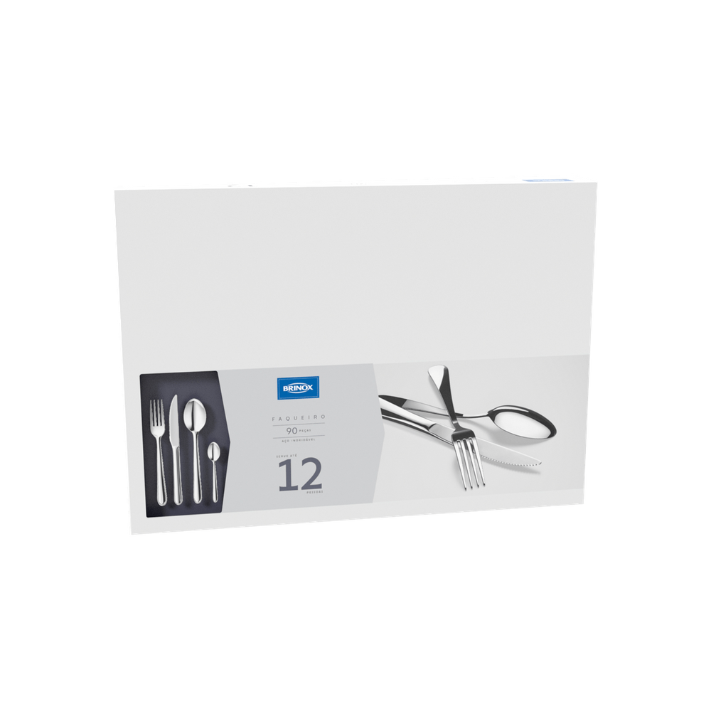 Faqueiro Brinox Lyon 90 Peças Aço Inox