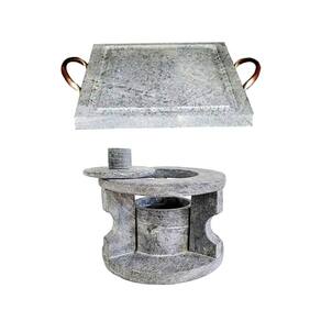 Fogareiro Réchaud P e Chapa Quadrada 20x20cm Pedra Sabão