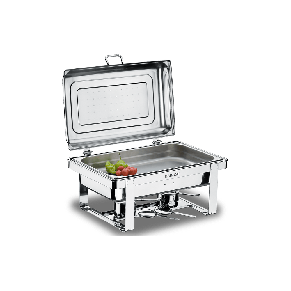 Rechaud Retangular Com Banho Maria E Cuba 1/1 Brinox Savoy 23 x 57 x 36 cm Aço Inox