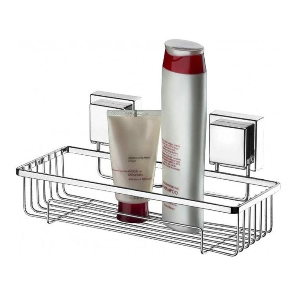 Suporte Porta Shampoo Box P/ Banheiro C/ Ventosa Cromado