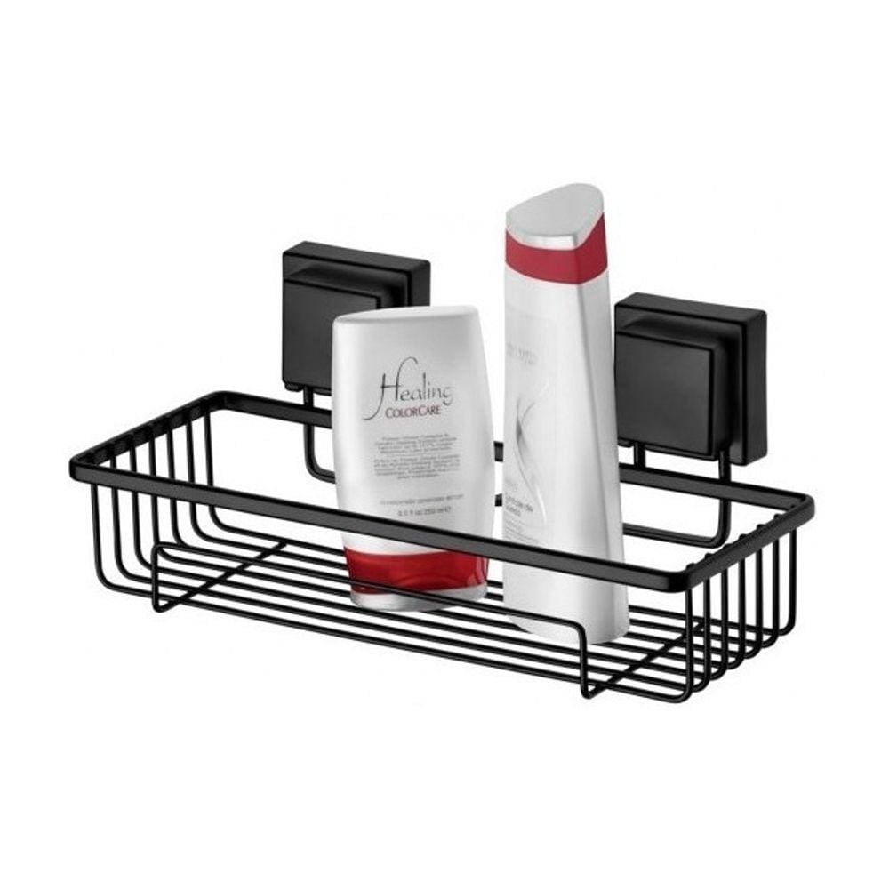 Suporte Banheiro C/ Ventosa Preto Fosc Porta Shampoo Sabonet