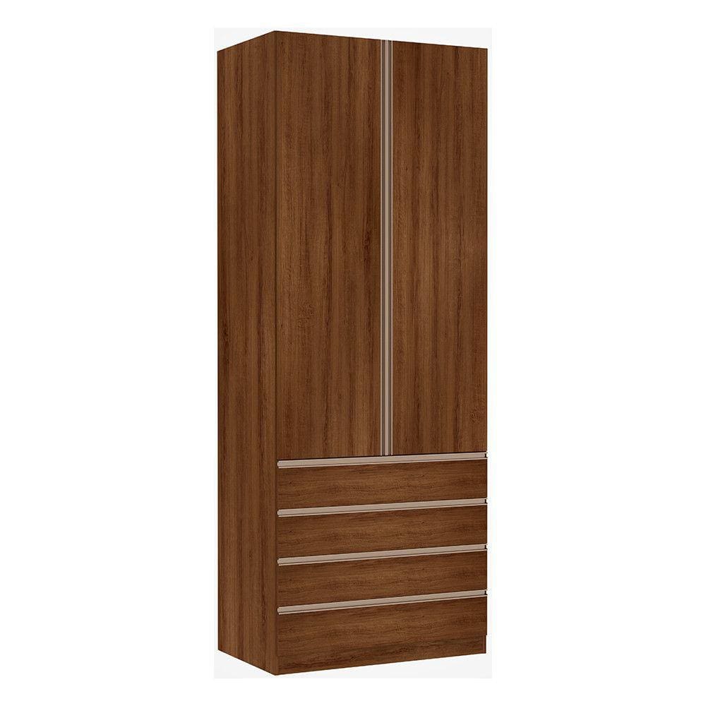 Guarda Roupa Solteiro 2 Portas 4 Gavetas 90 cm Prime Luciane Móveis