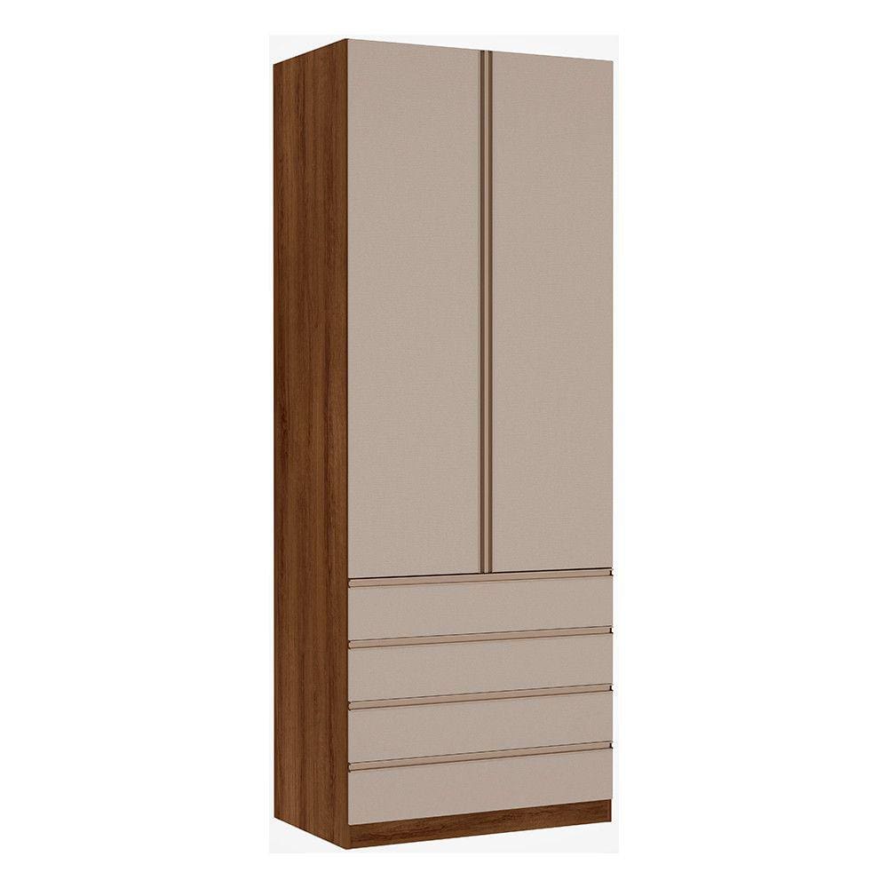 Guarda Roupa Solteiro 2 Portas 4 Gavetas 90 cm Prime Luciane Móveis