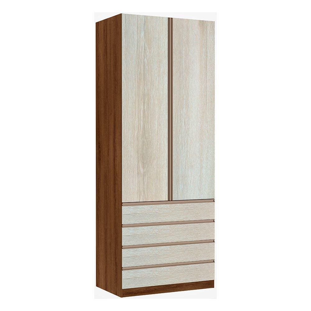 Guarda Roupa Solteiro 2 Portas 4 Gavetas 90 cm Prime Luciane Móveis