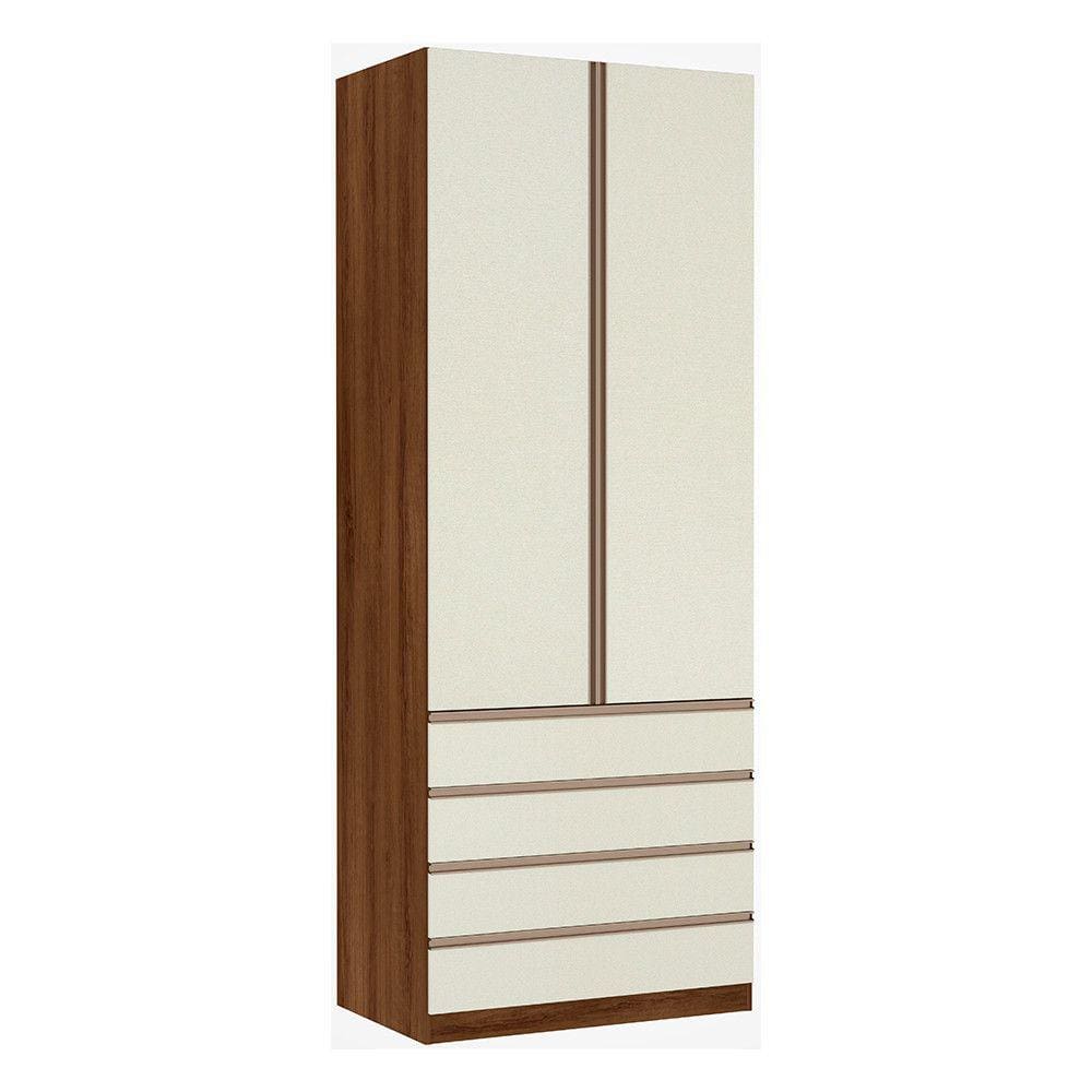 Guarda Roupa Solteiro 2 Portas 4 Gavetas 90 cm Prime Luciane Móveis