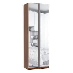 Guarda Roupa Solteiro 2 Portas Alumínio Inox com Espelho 2 Cabideiros 80 cm Prime Luciane Móveis