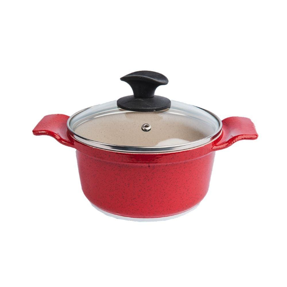 Caçarola Vermelha Antiaderente Marmorizada Javali AA 24cm