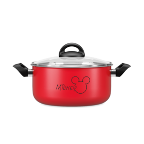 Caçarola Disney Brinox vermelha - tampa 20cm inox antiaderente pro-flon - produto licenciado - 2,65 litros