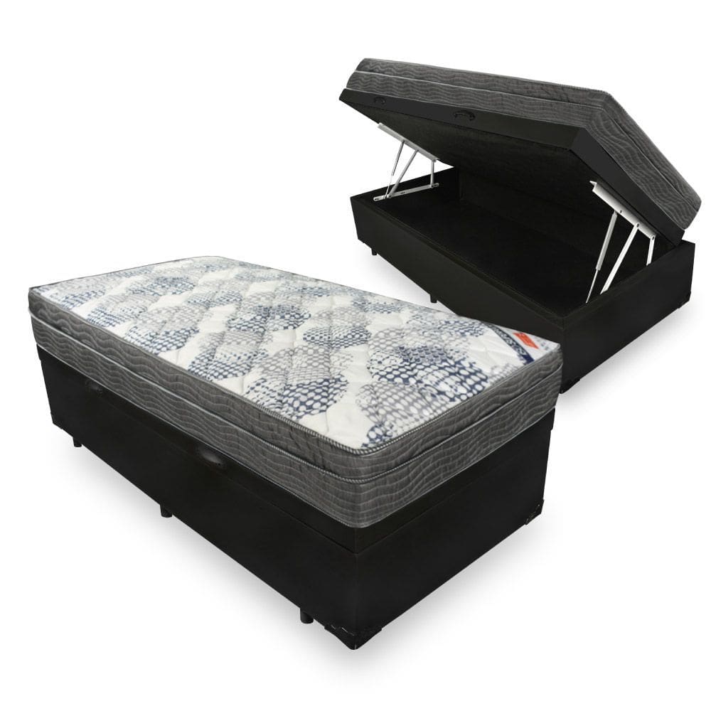Cama Box Com Baú Solteiro + Colchão De Molas Ensacadas - Ortobom - ISO SuperPocket - 88x188x67cm