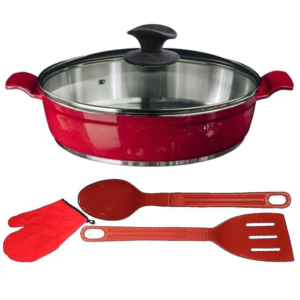 Frigideira Vermelho Alumínio Fundido Usinado TLuva 03 30cm