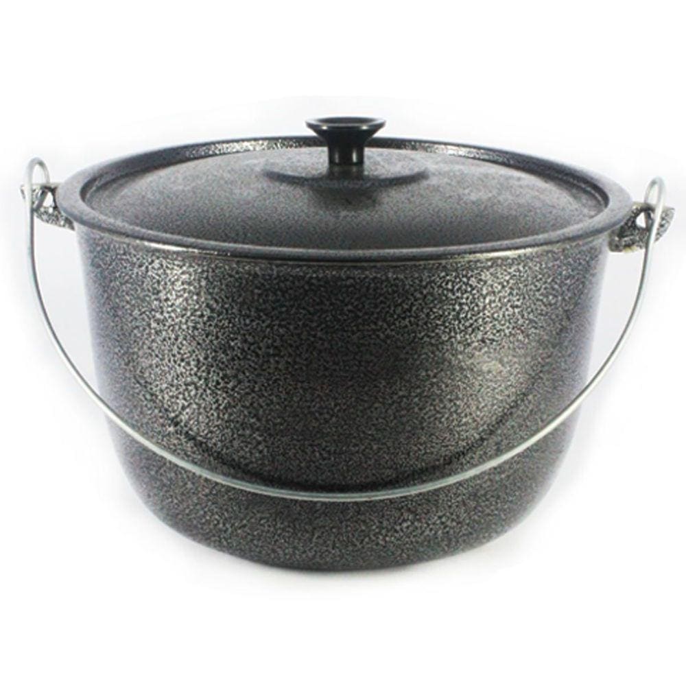 Caldeirão Alumínio Fundido Craqueado Alça Galvanizada Preto 12cm