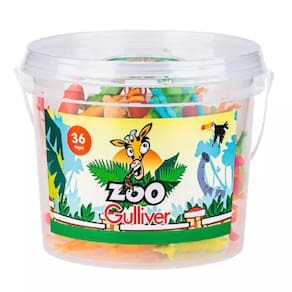 Balde de Figuras - Balde Zoo - Animais De Vinil - 36 Peças - Gulliver