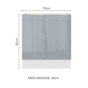 Balcão Madesa Lux 70 cm 2 Portas - Branco/Cinza (Sem Tampo)