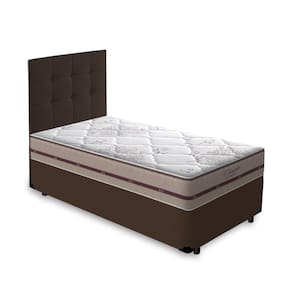 Cama Box + Cabeceira Cassis e Colchão Solteiro - Anjos Classic Mola Ensacada - 88x188x57cm Marrom