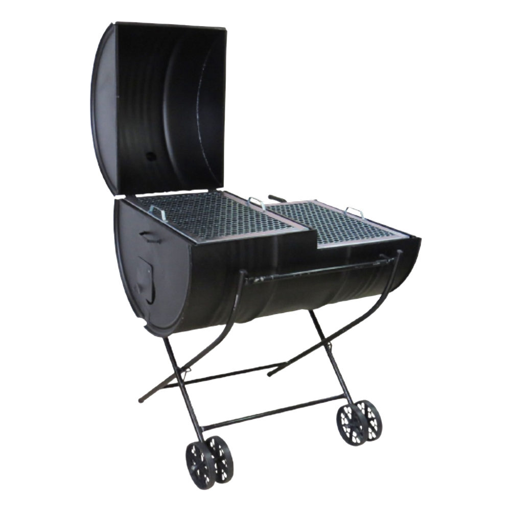Churrasqueira Tambor 200 litros Mista com Carrinho e Grelha