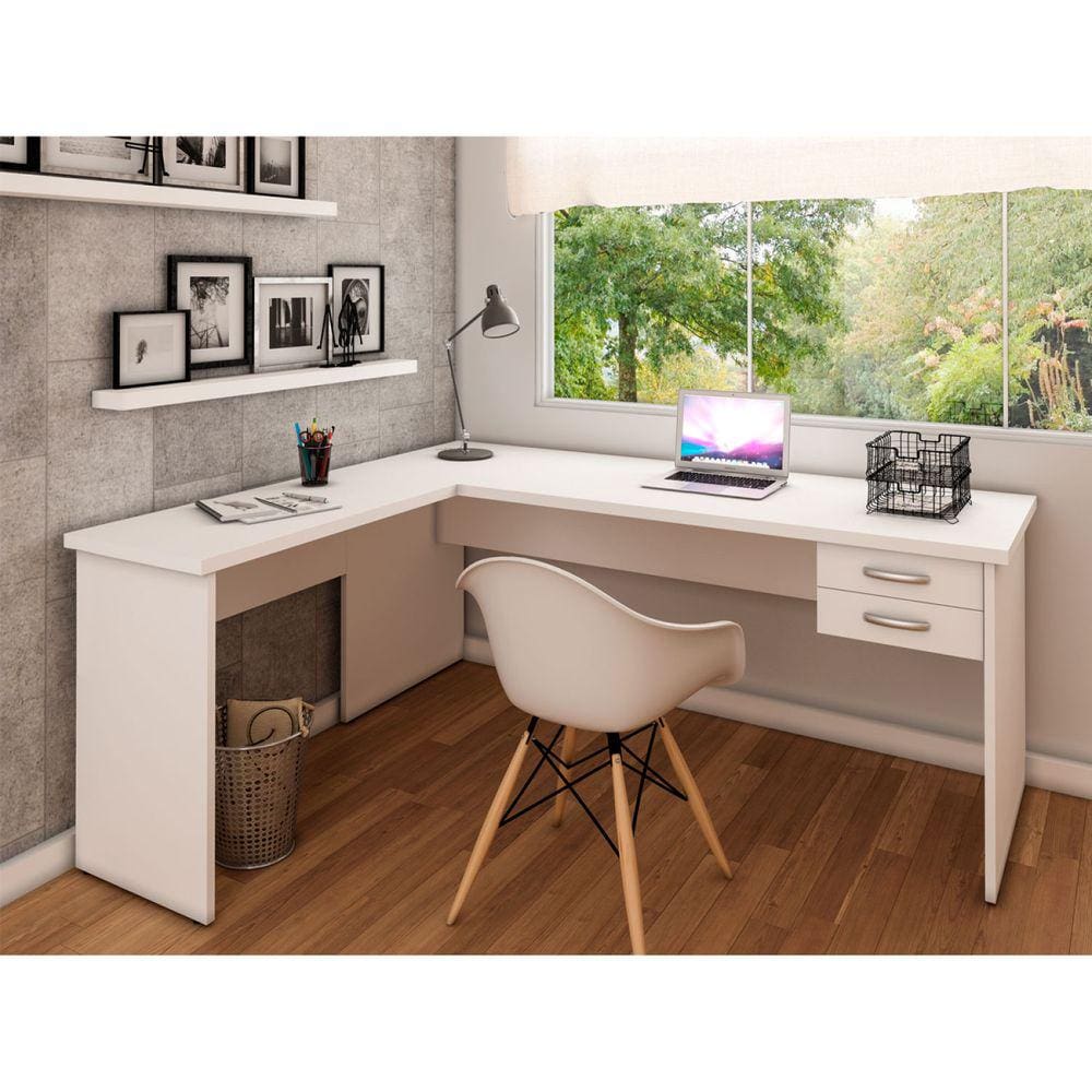 Mesa De Escritório Em L 1.60x1.50 Com Gaveteiro Tampo 30mm NetMobil