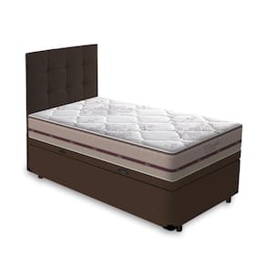 Box Baú + Cabeceira Cassis e Colchão Solteiro - Anjos - Classic Mola Ensacada - 88x188x64cm Marrom