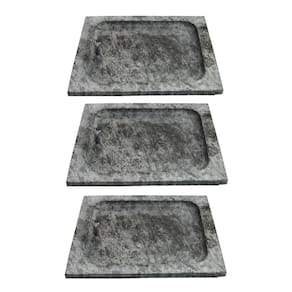 Kit 3 Pratos Quadrado Raso Servir Porção Pedra Sabão P 20x20