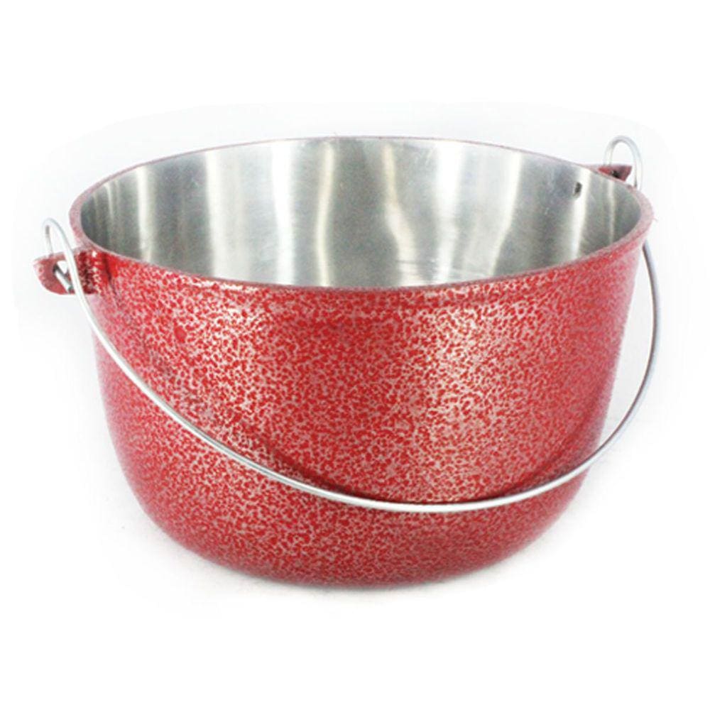 Caldeirão Alumínio Fundido Craqueado Alça Galvanizada Vermelho 12cm