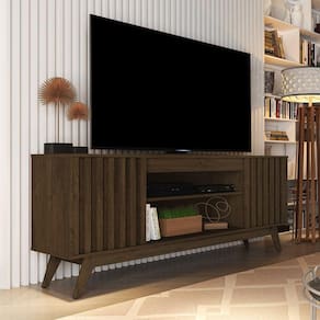 Rack Para TV até 60 Polegadas Retrô Ripado Malibu Wood Giga Móveis Cedro