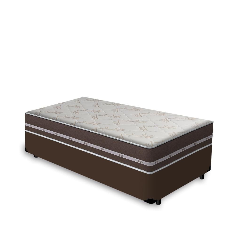 Cama Box Solteiro King Marrom + Colchão De Molas - Anjos - Classic Superlastic - 96x203x47cm