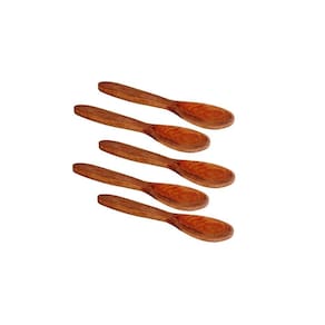 Kit 5 Peças Colher De Pau Madeira Modelo Reforçada 28 Cm