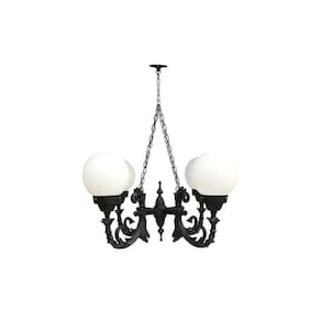 Lustre Colonial Paris Com Corrente Em Alumínio 04 Globos