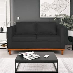 Sofá 2 Lugares 140cm Sintético Esper Maranata Estofados Preto